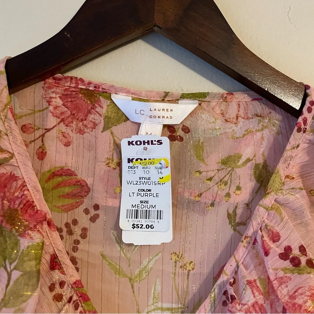NWT LC Lauren Conrad Sheer Blouse with Camisole Women’s M Pink Feminine Office - Picture 7 of 7